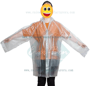 Transparent plastic raincoat-Clear PVC rain jacket-Vinyl rain mac-clear plastic rain mac supplier